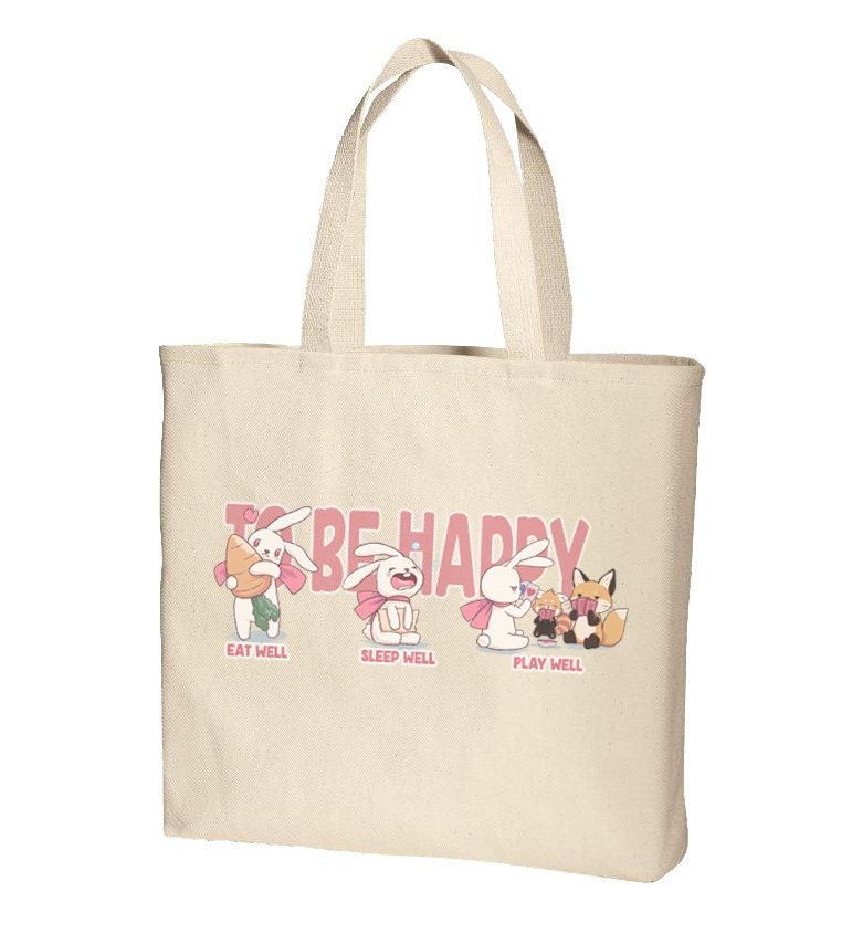 Süße Tier Charakter Schwere Baumwolle, Jeans Tasche Reppi von HojinART