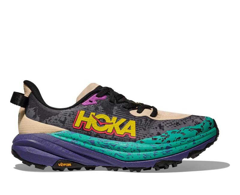 Hoka One One W Speedgoat 6 - Damen Trailrunningschuh - Oatmeal/Mountain Iris Laufschuh von Hoka One One
