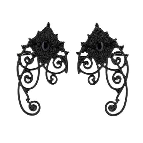1 Paar Gothic Punk Schwarz Hohle Ohrmanschette Ohrringe für Frauen Vintage Elf Fee Clip Earrring Halloween Schmuck Zubehör Geschenk von Hokech