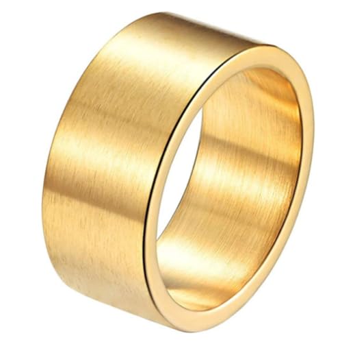 10mm Einfacher innerer äußerer flacher matter gebürsteter Ring Männer Frauen Punk Hip Hop Stahl/Schwarz/Gold Ring Edelstahl Armband Schmuck von Hokech