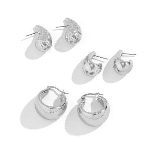 3 Paar/Set Goth Einfache C-Form Metall Ohrstecker für Frauen Trendy Punk Glossy Tear Piercing Ohrring Schmuck Mi Accessoires von Hokech