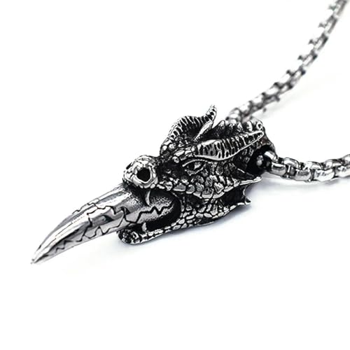 316L Edelstahl Einzigartige Drachenkopf Zahn Anhänger Halskette Männer Frauen Punk Gothic Schmuck von Hokech