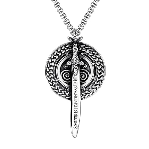 316L Edelstahl keltischer Knoten Schwert Schild Anhänger Wikinger Halskette Männer Frauen Vintage Retro Schmuck von Hokech