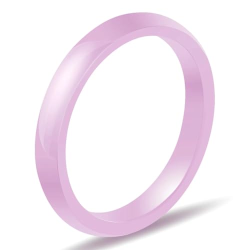 3mm Licht 4 Farben Einfache Keramikringe für Frauen Glatte Keramikringe Weiß & Schwarz & Blau & Rosa Mode Hochzeit Ring von Hokech