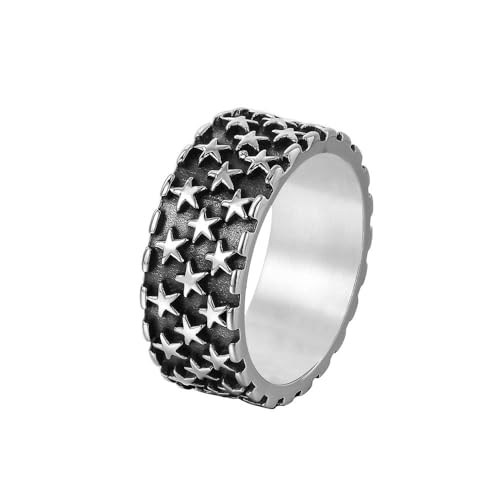 8MM Mode Einfacher Sternring für Männer Frauen Punk Hip Hop 316L Edelstahl Biker Pentagramm Ring Schmuck Geschenk von Hokech