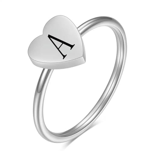 A-Z Buchstabe Silber Farbe Herz Ring Liebe Minimalist Brief Name für Frauen Männer Hochzeit Schmuck Geschenk von Hokech