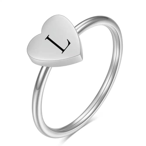 A-Z Buchstabe Silber Farbe Herz Ring Liebe Minimalist Brief Name für Frauen Männer Hochzeit Schmuck Geschenk von Hokech