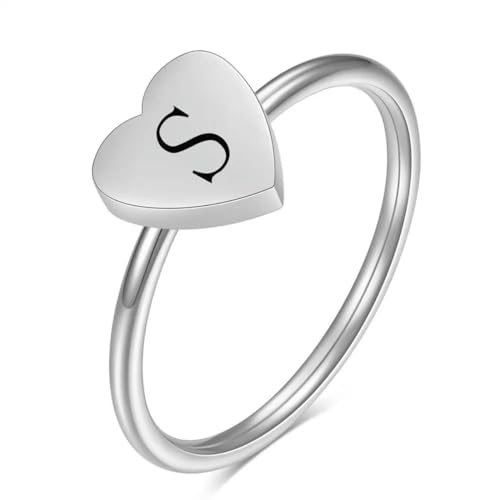 A-Z Buchstabe Silber Farbe Herz Ring Liebe Minimalist Brief Name für Frauen Männer Hochzeit Schmuck Geschenk von Hokech