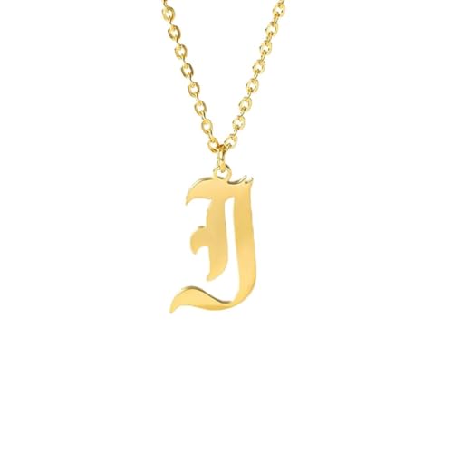 A-Z Initiale Brief Halskette für Frauen Edelstahl Schlüsselbein Kette Alte englische Schriftart Halsketten Anhänger Schmuck Collier Femme von Hokech