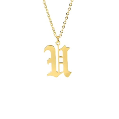 A-Z Initiale Brief Halskette für Frauen Edelstahl Schlüsselbein Kette Alte englische Schriftart Halsketten Anhänger Schmuck Collier Femme von Hokech