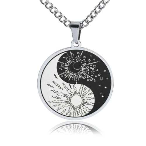 Ancient I Ging Edelstahl Yin Yang Bagua Tai Chi Anhänger Halskette für Männer und Frauen Beten Sie für viel Glück Schmuck Ornament von Hokech