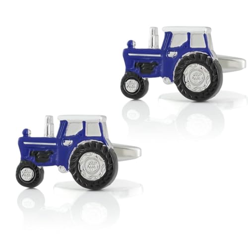 Blauer Traktor lackierte Emaille-Metall-Manschettenknöpfe für französische Hemd-Manschettenknöpfe für Herren von Hokech