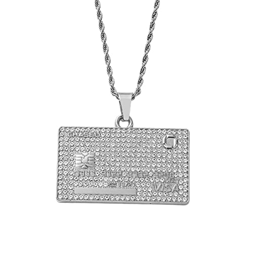 Bling Iced Outvisa Card Necklace Micro Density Zircon Pendant for Men and Women Fashion Street Rock Rap Hip Hop Trend Jewelry von Hokech