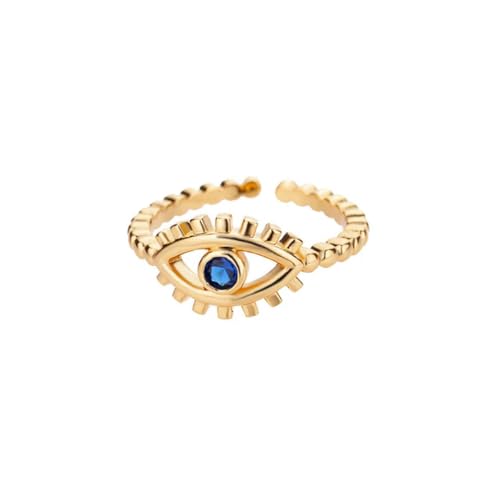 Cubic Zirkonia Evil Eye Ringe für Frauen Vergoldet offen verstellbar Edelstahl Ring Zirkon Lucky Hochzeit Schmuck Anillos von Hokech