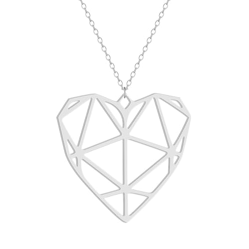 Dainty Origami Herz Anhänger Halskette für Frauen Mädchen hohle Liebeszauber Halskette Halsband Muttertag Schmuck Geschenk für Mama von Hokech