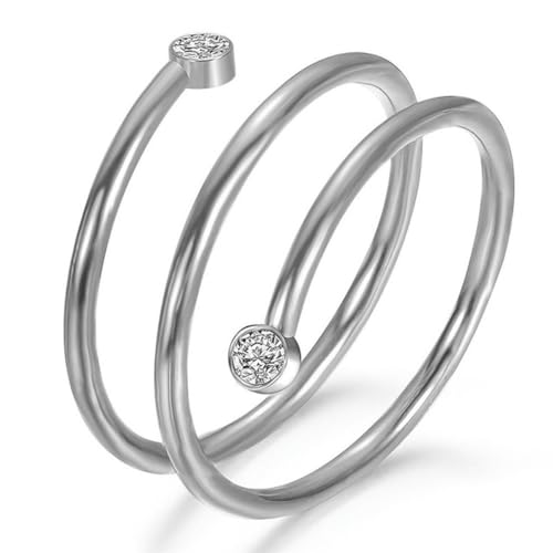 Hokech Gold-Silber-Farbe Mehrschichtige Kristall-Zirkon-Ringe weiblicher Finger Edelstahlring für Frauen von Hokech