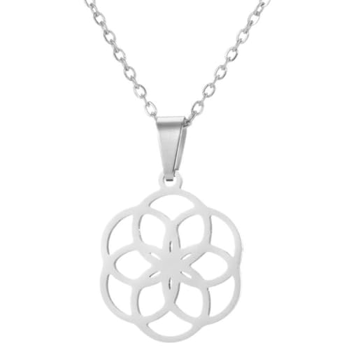 Edelstahl Heilige Geometrie Samen Blume des Lebens Anhänger Yoga Meditation Spirituelle Halskette Frauen Schutz Schmuck von Hokech