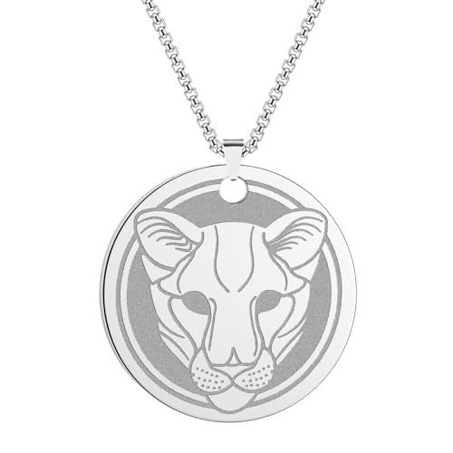Edelstahl vergoldete Scheibe Löwin Kopf Anhänger Vergoldete Tier Halskette Charm afrikanischer Löwe Schmuck Männer Frauen Edelstahl vergoldete Scheibe Löwin Kopf Anhänger Vergoldete Tier Halskette Charm afrikanischer Löwe Schmuck Männer Frauen von Hokech