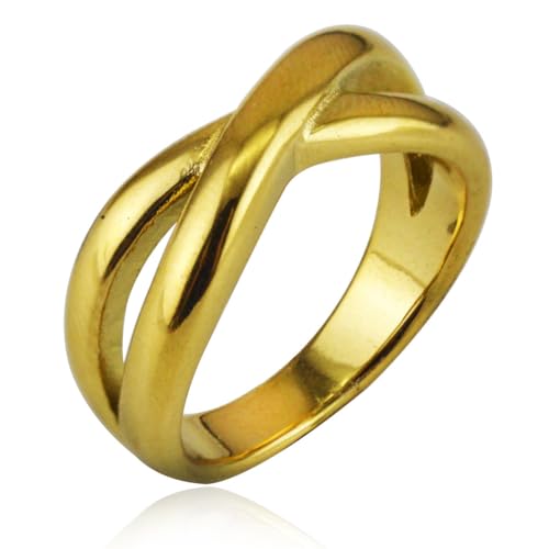 Einfacher 316L Edelstahl X Ring für Männer Frauen Punk Hip Hop Paar Stahl/Gold Ring Mode Hochzeitsschmuck Geschenk von Hokech