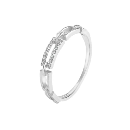 Einfacher durchbrochener einreihiger Diamant-Paarring für Frauen Geometrisches Original Sterling Silber Engagement Brautschmuck von Hokech