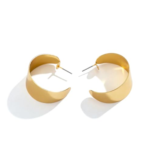 Einfacher runder Kreis geometrischer C Shapled Creolen Ohrringe Frauen Goth Gold Farbe dicke Metall Piercing Creolen Ohrringe Y2K Zubehör von Hokech
