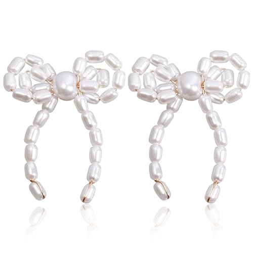 Elegante Gothic Bowknot Bow Imitation Perlen Ohrstecker für Frauen Piercing Ohrringe Mi Brautschmuck Accessoires von Hokech