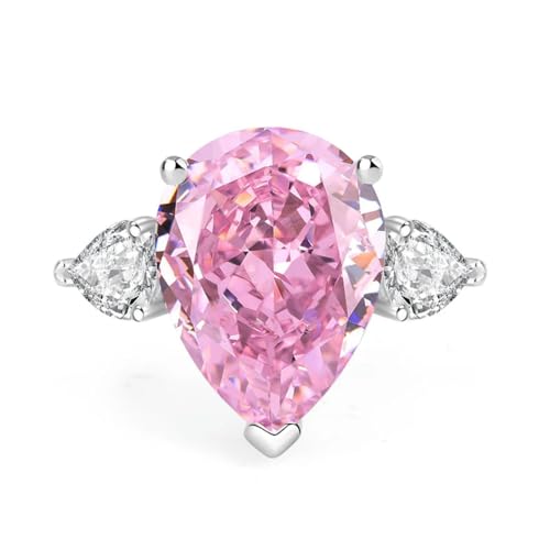 Eleganter rosa Herzform Moissanit Frost Cut Oval Volldiamant Paar Ring für Frauen Original Sterling Silber Geschenk Schmuck von Hokech