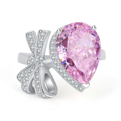 Eleganter unregelmäßiger Bowknot Oval Moissanit Iced Flower Cut Diamant Paar Ring für Frauen Sterling Silber Verlobungsschmuck von Hokech