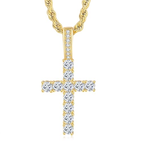 Exquisite glänzende Eisblume Kreuz Halskette Anhänger Halskette für Männer Frauen Katholischer Gebetsschmuck Glück Amulett Schmuck Geschenk von Hokech