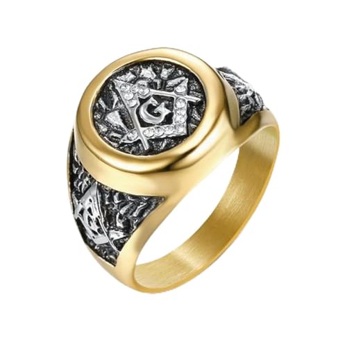 Flügel des Traums WIng W Herren Freimaurer Freimaurer Weiß AG CZ Ring für Männer Edelstahl Größe 5-16 von Hokech