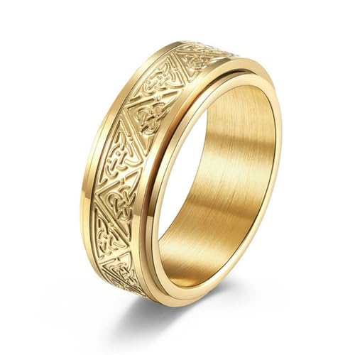 Gold Silber Farbe Edelstahl Celtic Spinner Ring für Frauen Männer Vintage Drehbarer Ring Hiphop Hochzeitsschmuck Geschenke von Hokech