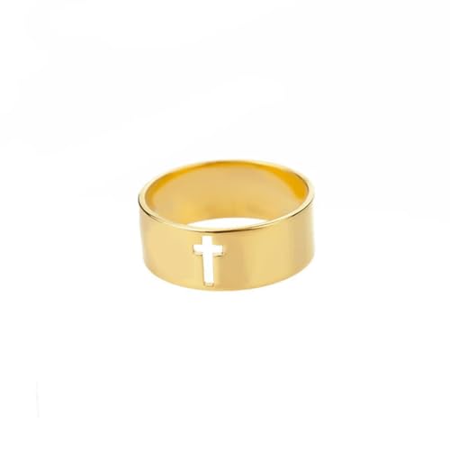 Gothic Kreuz Ringe für Frauen Edelstahl Goldfarbe Fingerring Religiöser Stil Verlobung Hochzeit Jewerly Anillos von Hokech