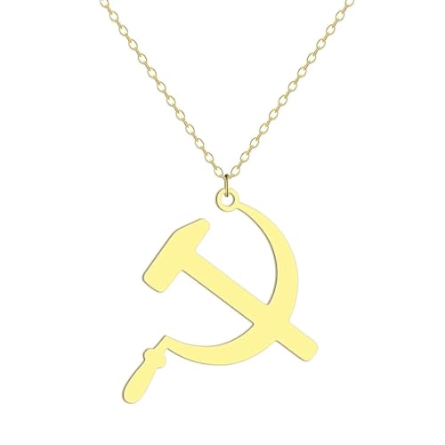 Hammer und Sichel Anhänger Halskette für Frauen Mädchen Edelstahl Hohl Charm Halskette Schmuck Geschenk von Hokech