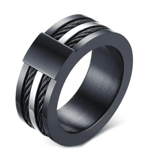 Herren Punk Rock Ring Fahsion Titan Stahl Partyschmuck Coole schwarze Drahtringe für Männer von Hokech