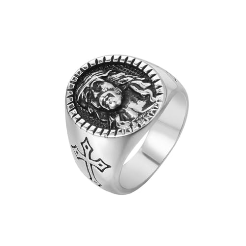 Hochwertiger Edelstahl Jesus Ring Männer Religiöse Gläubige Jesus Christian Kreuz Ring Biker Mode Schmuck Amulett Geschenk von Hokech