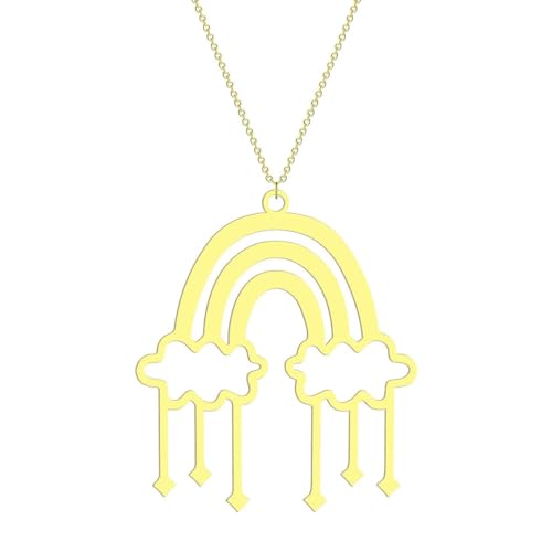 Hohle Regenbogen Wolke Anhänger Halskette für Frauen Mädchen Edelstahl Laser geschnitten Bogen Stern Charm Halskette Schmuck von Hokech