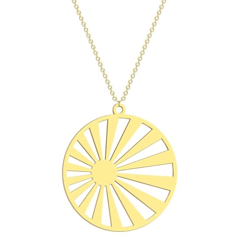 Hohle Sonne Anhänger Halskette für Frauen Mädchen Edelstahl geometrischer Kreis lasergeschnitten Sonne Charm Halskette Schmuck von Hokech