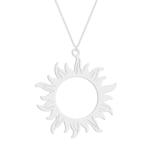 Hohle Sonne Gesicht Kreis Anhänger Halskette für Frauen Mädchen Edelstahl Laser geschnitten Tribal Sonne Charm Kette Party Schmuck von Hokech