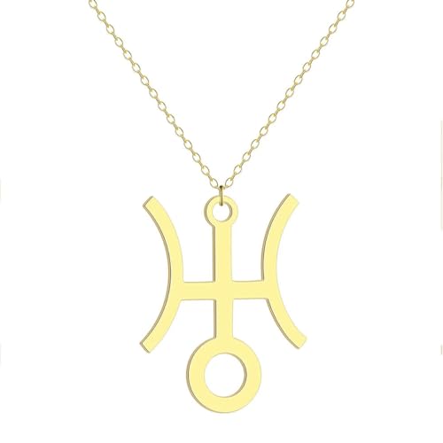 Hohler Glückspilz Uranus Anhänger Halskette für Frauen Mädchen Edelstahl Planet Charm Halskette spiritueller Schmuck Geschenk von Hokech