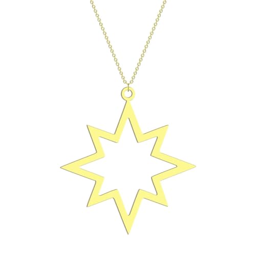 Hohler Nordpol Stern Anhänger Halskette für Frauen Mädchen Edelstahl Lasergeschnitten Star Charm Kette weiblicher Schmuck von Hokech