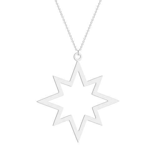 Hohler Nordpol Stern Anhänger Halskette für Frauen Mädchen Edelstahl Lasergeschnitten Star Charm Kette weiblicher Schmuck von Hokech