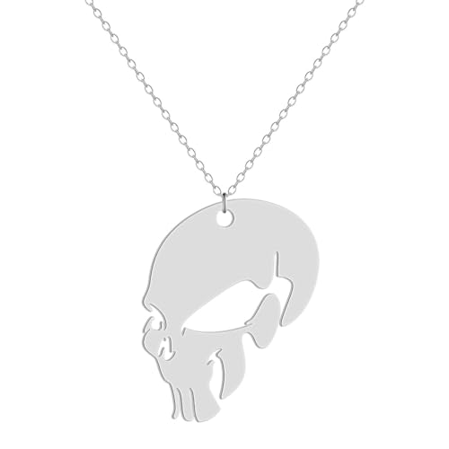 Hohler Totenkopf Anhänger Halskette für Frauen Mädchen Edelstahl Skelett Charme Halskette Knochenschmuck Geschenk von Hokech