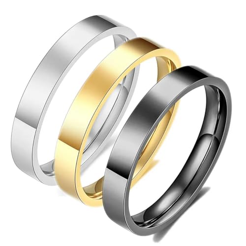 Hokech 3mm goldfarbene gefüllte Ringe für Frauen Mädchen stapeln stapelbares Band Daumen Zeigefinger Finger Plain Ring Comfort Fit von Hokech