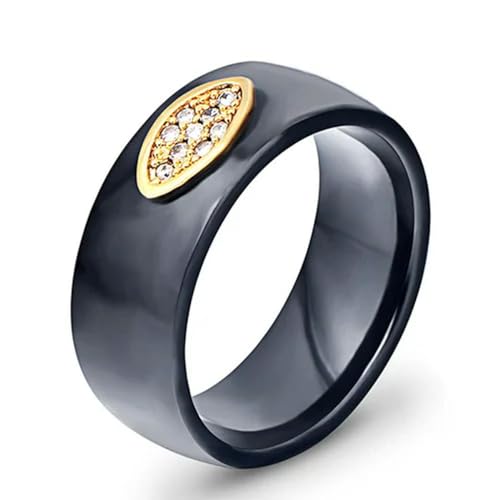 Hokech 8MM Keramik Ring Zirkonia Stein Schwarz Und Weiß Farbe Frauen Männer Schmuck Verlobung Ehering Geschenke von Hokech