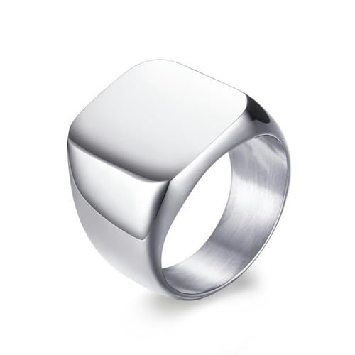 Hokech Cooler männlicher Punkrock Square Band Flat Top Signet Ring Vintage Silber Farbe Edelstahl Ring für Frauen Männer Schmuck von Hokech