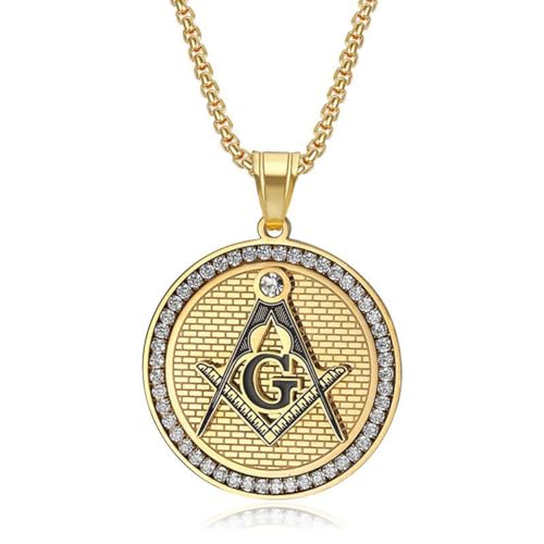 Hokech Cz Inlay Masonic College Style Men's Necklace Masonic Compass Symbol Stainless Steel Pendant Hokech Cz Inlay Masonic College Style Men's Necklace Masonic Compass Symbol Stainless Steel Pendant von Hokech