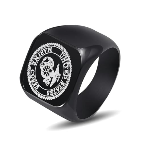 Hokech Edelstahlring Männer US Army Marine Corps Titan Punk Biker Ringe von Hokech