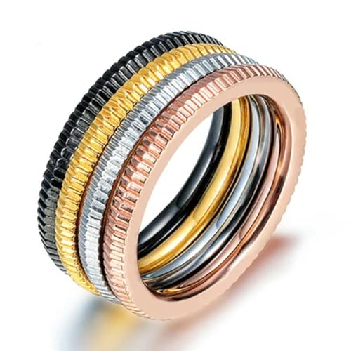 Hokech Ehering Ringe Set für Männer/Frauen Klassischer Schmuck Vier Farben Edelstahl 4 Stück Ring Set Party Zubehör anillos mujer von Hokech