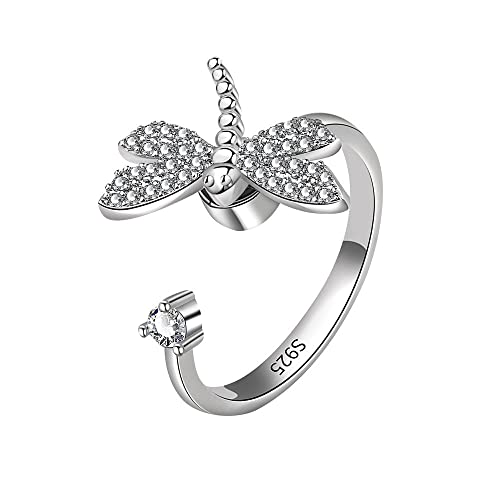 Hokech Einfaches Design Silber Farbe Schmetterling Ringe Mode Verstellbare Öffnung Frauen Ring Eleganter Partyschmuck Mädchen Geschenk von Hokech