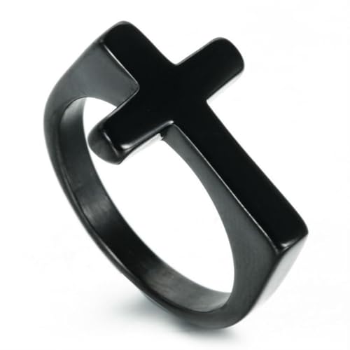 Hokech Einfaches Paar Ringe Edelstahl Punk Christliches Kreuz Ring Männer Frauen Mode Schmuck Beste Geschenke für Liebhaber Größe 5-13 von Hokech